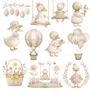 Silly Goose Clipart Spring Vintage Cottagecore Whimsical Cute ...
