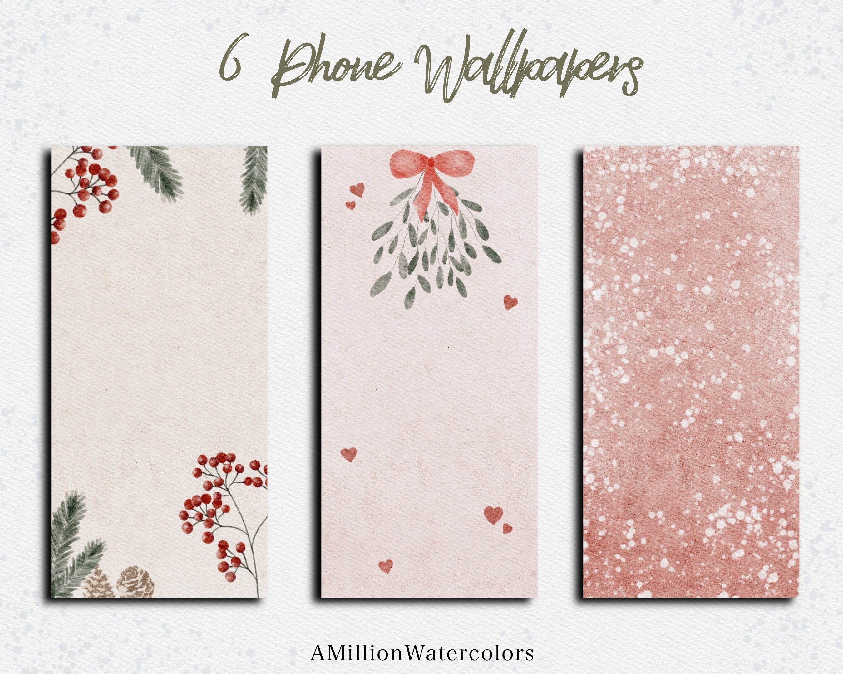 Kerst wallpapers telefoon aquarel Wallpaper Kerst thema - Etsy Nederland