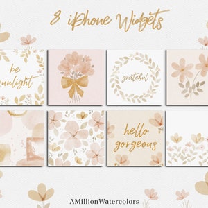 iOS14 Spring Watercolor Widgets iOS 14 Floral App Icons Aesthetic iPhone Spring Icon Pack Pink Yellow Pastel Summer iOS14
