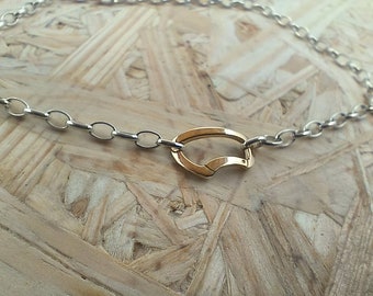 Gold chain bracelet with carabiner