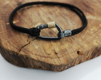 Sterling silver and gold carabiner bracelet