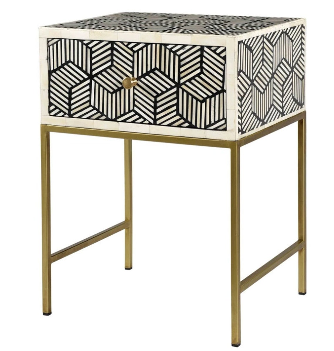 End Table Living Room Optical Design Bedside Table in Black Etsy