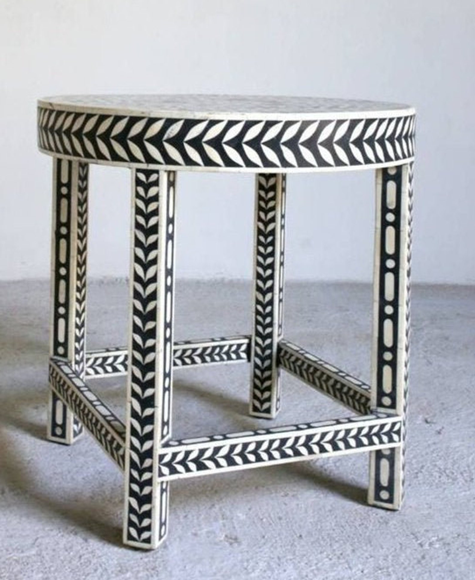 Bone Inlay 4 Stand Side Stool Handmade Inlay Furniture Home Etsy