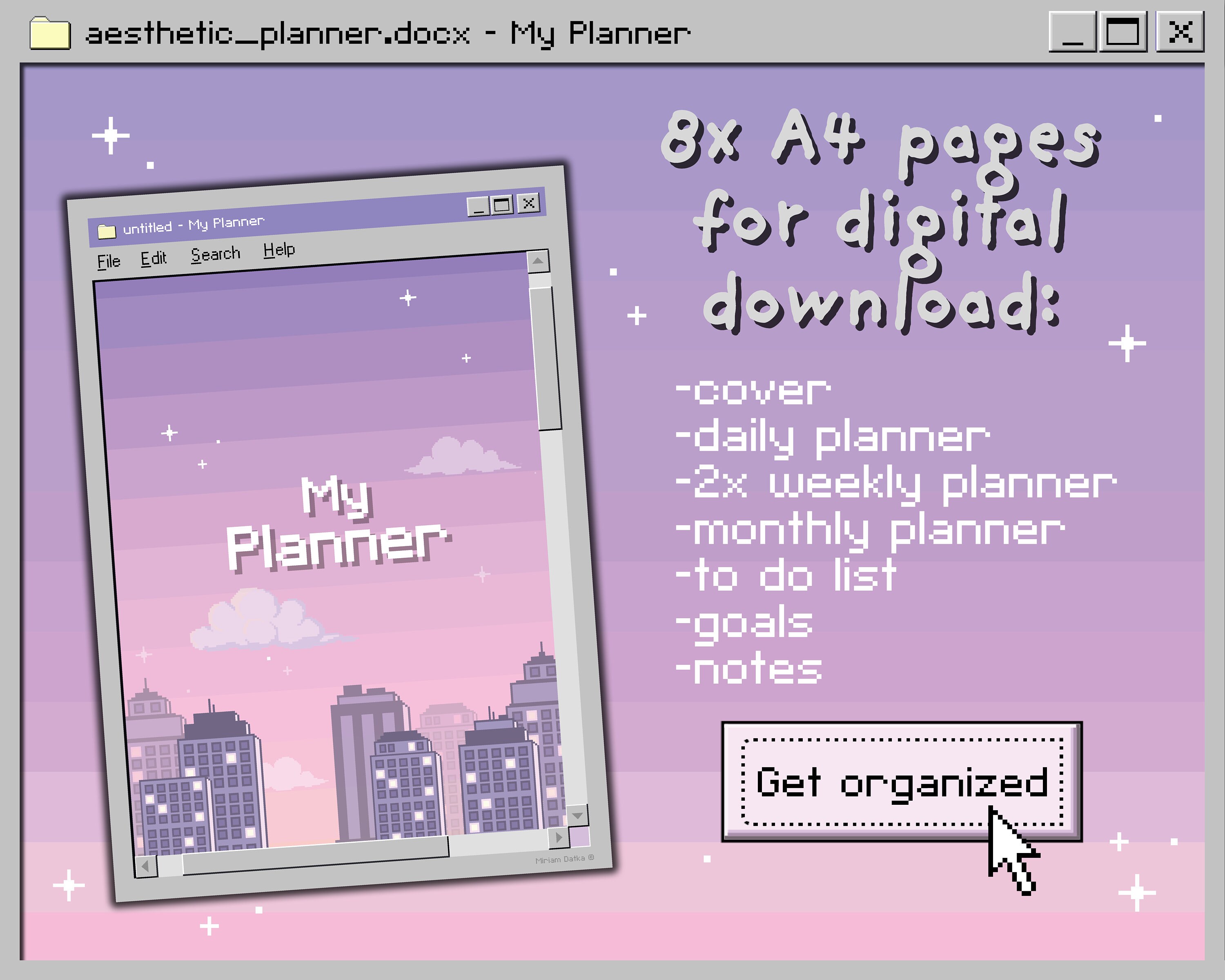 Aesthetic Pixel Planner Printable A4 Etsy