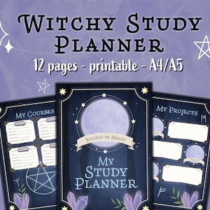 Witchy Study Planner Printable A4 Magical Organizer for School and University