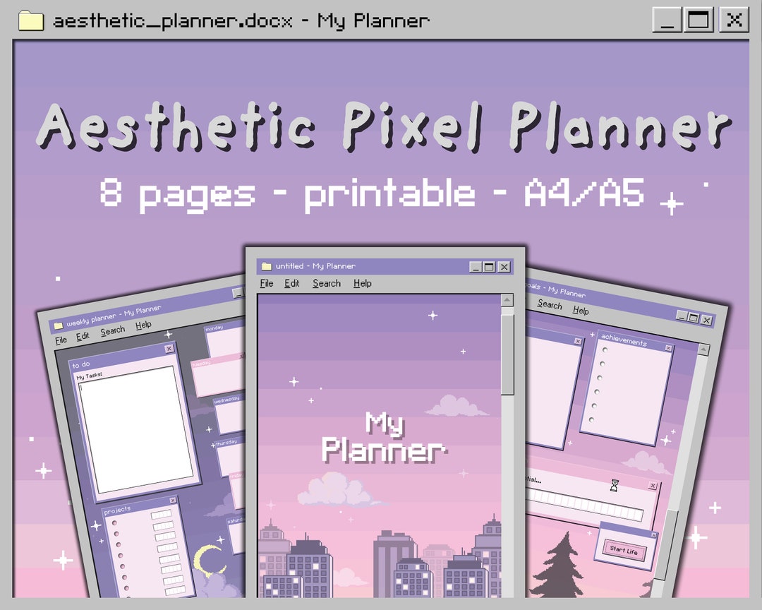 Aesthetic Pixel Planner Printable A4 Etsy