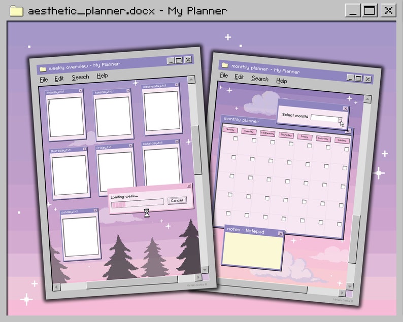 Aesthetic Pixel Planner Printable A4 Etsy