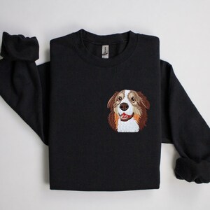 Custom Pet From Your Photo Embroidered Sweatshirt, Personalized Pet Face and Pet name Sweatshirt, Custom Pet Cartoon Hoodie, Pet Sweater