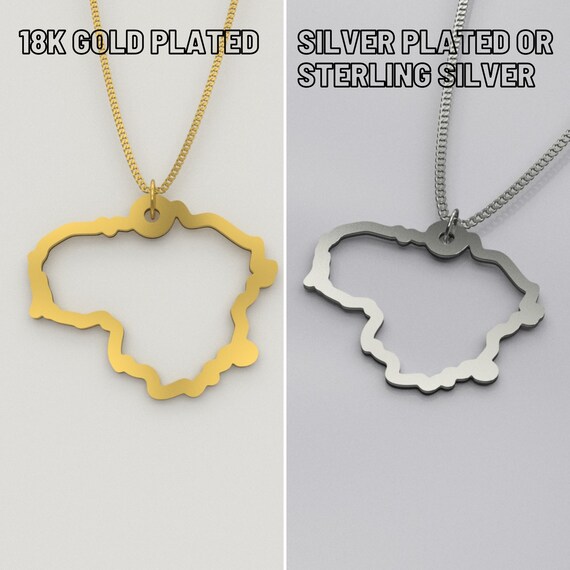 Lithuania Necklace Lithuania Map Necklace Lithuanian Flag