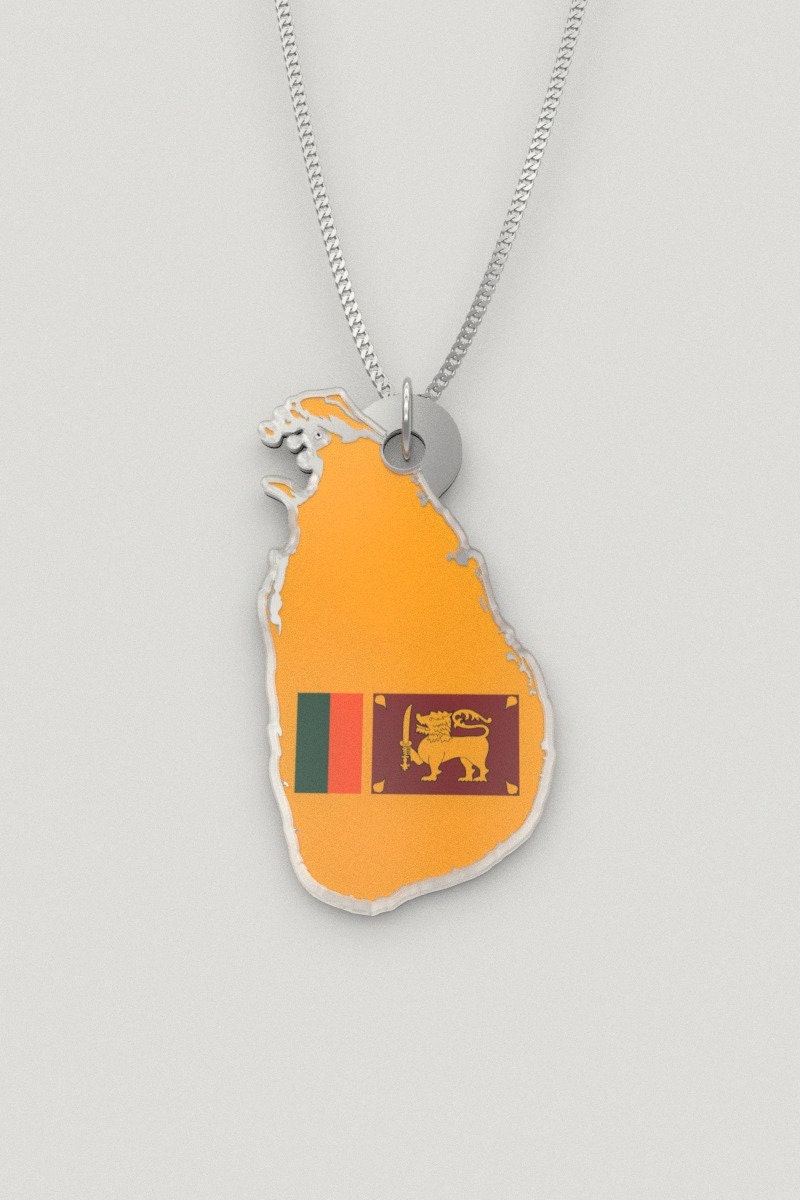 Sri Lanka necklace Sri Lanka map necklace Sri Lankan flag Etsy