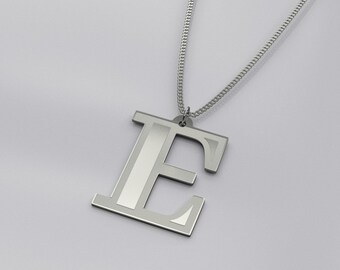 Silver letter E necklace, initial necklace, personalised jewellery, sterling silver