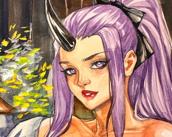 MATURE Original Painting, 11”x15”, Shion That Time I Got Reincarnated as a Slime FANART, hand-painted watercolor painting, MelonsandCurves