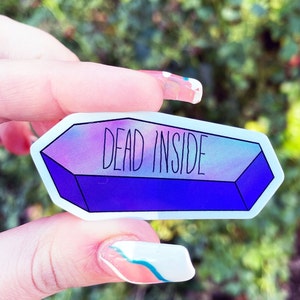 Holographic Dead Inside Coffin Sticker image 3