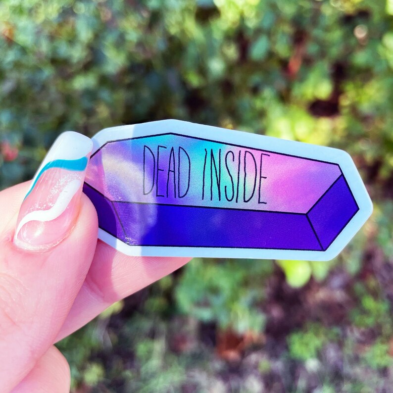 Holographic Dead Inside Coffin Sticker image 2