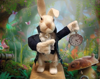 White Rabbit Needle Felted / Alice in Wonderland /