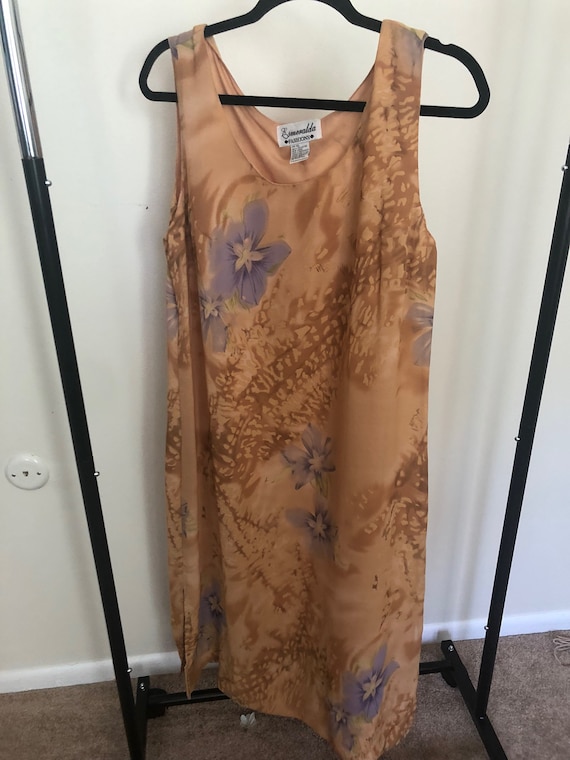 Vintage Maxi Dress, Floral Print - image 1