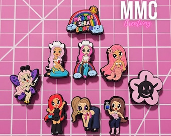 Reggaeton artist Karol G, Bichota season, mermaid, rainbow, vaquera, cowgirl, fairy, shoe charms, party favors, gifts