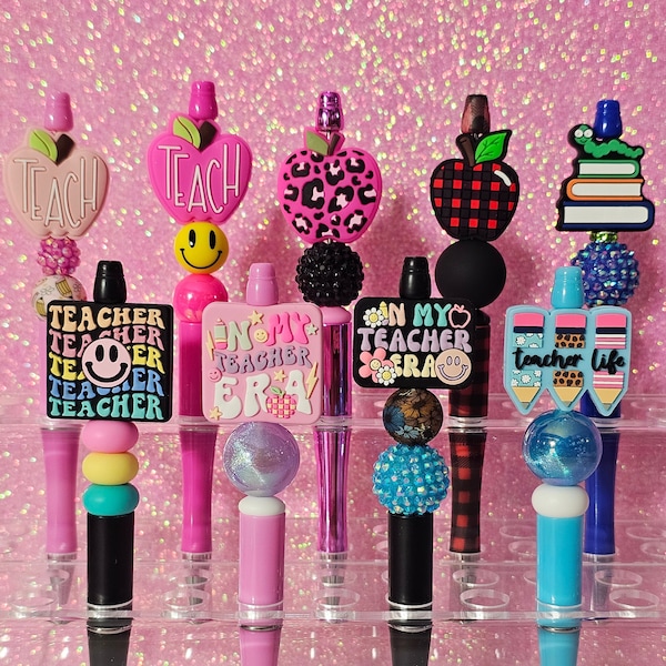 Custom beaded Teacher pen, apple pens, retro teacher, gifts