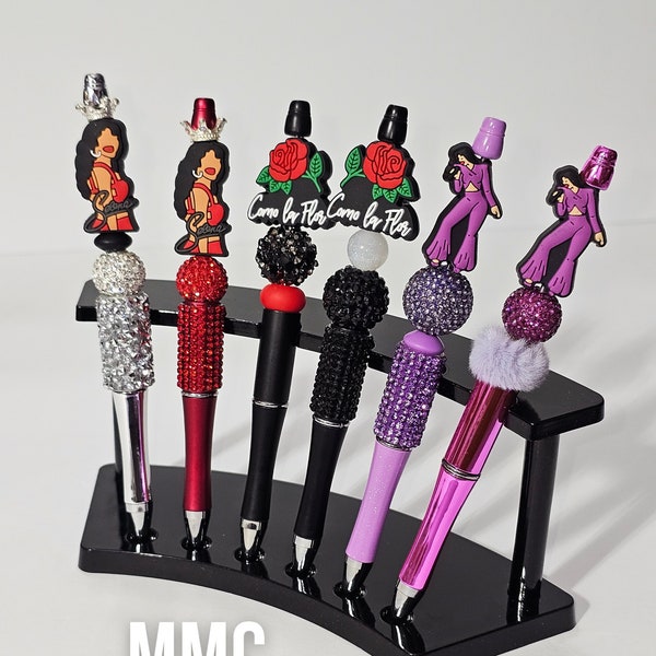 Custom Selena rhinestone beaded pens, La Reina, Tex-Mex artist, bling, pen set, gifts for her,