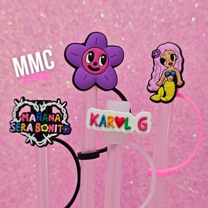 Karol G, Bichota Season, straw toppers, tumbler accessories, 7-8mm, 10mm, gifts, party favors,