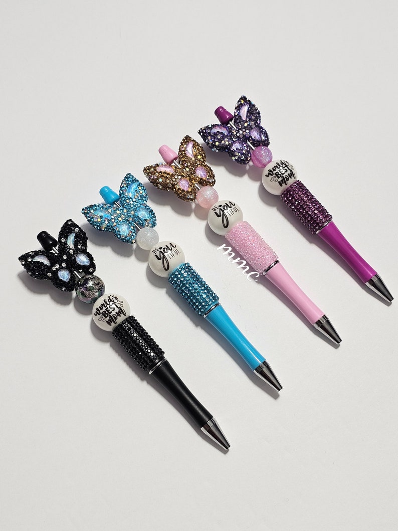 NEW Rhinestone butterfly bling beaded pen, world's best mom, beautiful, mother's day gift, image 1