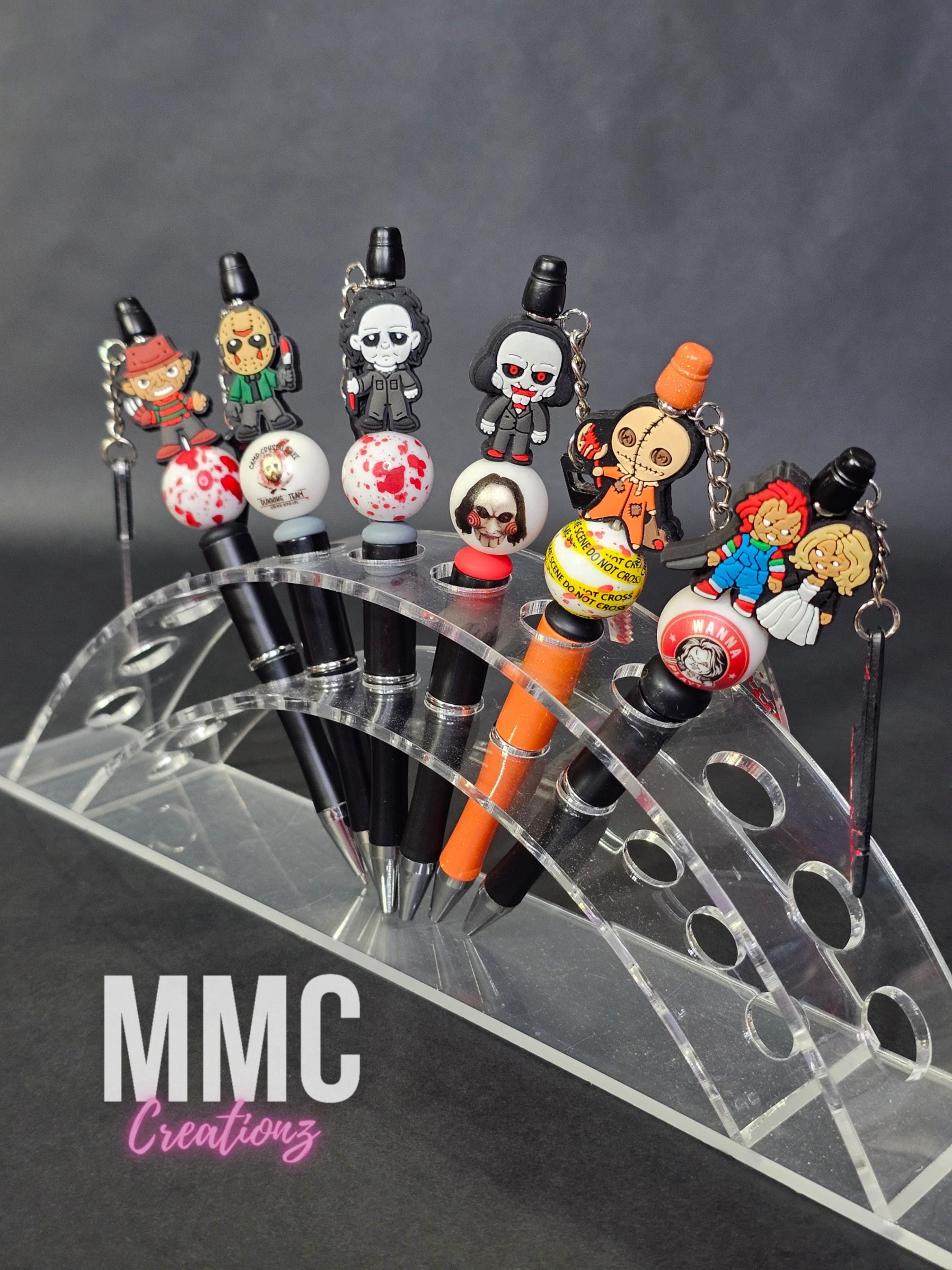 Halloween Beaded Pens, Horror Characters, Charms, Classic Horror, Spooky, Gifts, Pumkin, Party Favors, Scary, Refillable Ink