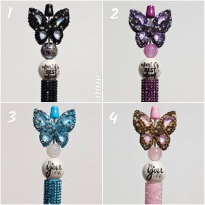 butterfly rhinestone beaded pens, words best mom, rhinestone beaded pen, gift, beautiful.