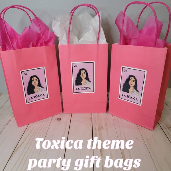 Toxica Theme, Borracha Theme Party Gift Bags w/sticker, toxica sticker, borracha sticker, bachelorette party, birthday party, divorce, bags