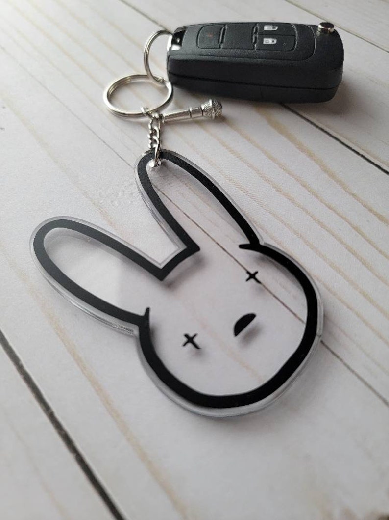Bad Bunny Keychain Bad Bunny Accessories Acrylic Keychain Etsy