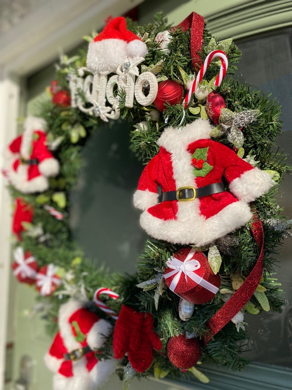 Christmas Door Wreath - Santa Theme - Etsy