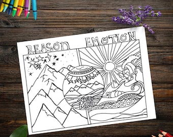 DBT, Logic, Emotion, Wise Mind Guide | Therapeutic Coloring Guides | Worksheets for Remote Therapist