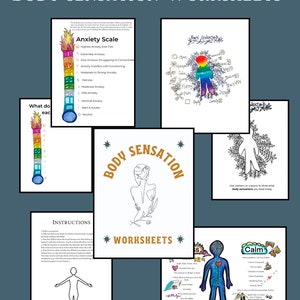 Body Awareness Sensations worksheet therapeutic guide to understanding the body and stress ten pages