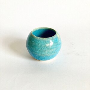 Mini Blue Ceramic Round Pot Vase 'Glacial'