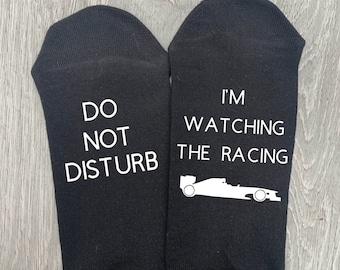 Do Not Disturb ... I'm Watching The Racing,  Racing Car/ Sports Car Novelty Socks, Birthday Gift, Sports gift