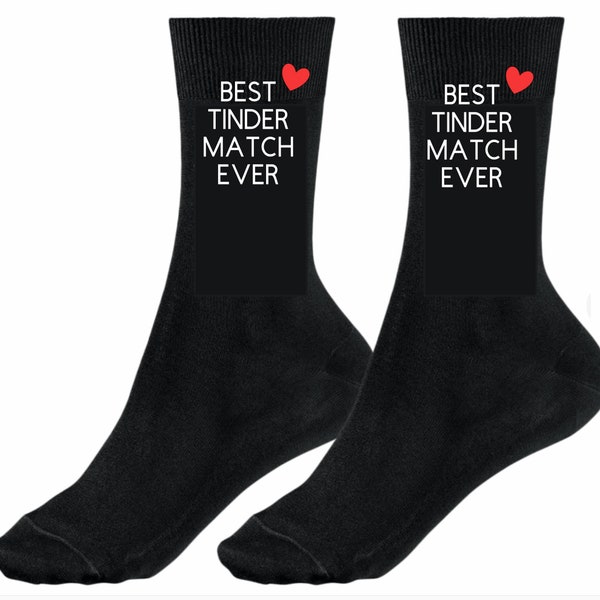 Best Tinder Match Ever. Novelty Socks. Birthday Socks, Valentines Socks, Boyfriend Gift, Girlfriend Gift, France Gift