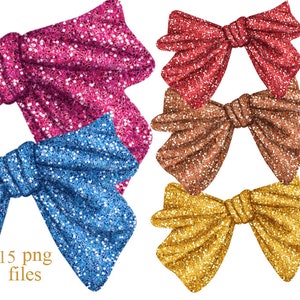 Bow Clip art elements / watercolor art / fashion graphics for planner invitation clipart / ribbon art sticker graphics / glitter bows