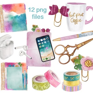 Planner girl Clip art elements / watercolor art / planner washi graphics girl boss / boss babe fashion clipart sticker digital art