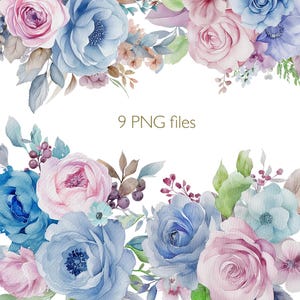Pastéis de flores de clipart floral pastel / elementos de clip art / arte em aquarela / gráficos de buquê de flores para convite de planejador / arte de rosa
