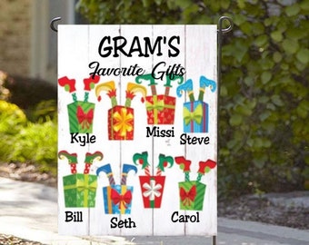 Christmas Garden Flag, Grandma's Favorites Christmas Garden Flag,  Nana's Garden Flag, Christmas Flag, Grandkids Name Flag, Mimi's Gifts