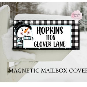 Mailbox Cover with Magnetic Strip, Personalized  Snowman Mailbox Cover, Christmas Mailbox Cover, Custom Address Mailbox Cover, Mailbox Cover