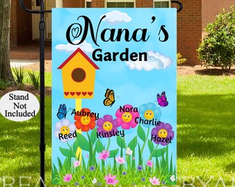 Grandparent Garden Flag, Grandchildren Name Flag, Nana Flag, Welcome Yard Flag , Porch Flag ,Spring Flag, Mother's Day Flags, Gift for Mom