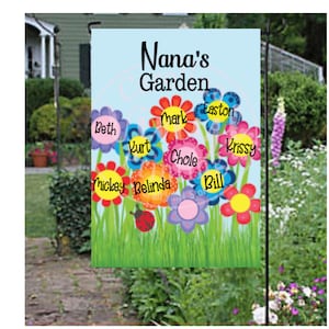Nana&#39;s Favorite Garden Flag, Spring Garden Flag, Grandma&#39;s Favorites Flag, Flowers Flag, Grandkids Name Flag, Mimi Flag