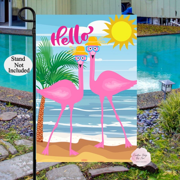 Pink Flamingos Flag, Flamingo Garden Flag, Tropical Garden Flag, Entry Flag, Summer Flag, Pool Flag, Beach House Flag