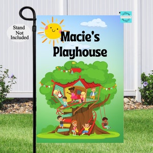 Kids Playground Flag, Children&#39;s Clubhouse Flag,  Outdoor Flag, Playground Flag ,Birthday, Personalized Playhouse Flag, Playhouse Decor