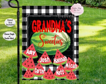 Personalized Mothers Day Flag, Grandma's Garden Flag, Nana Flag, Watermelon Flag, Gift For Grandma, Summer Flag, Grandparent Gift