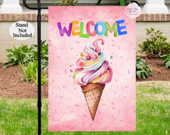 Ice Cream Flag, Summer Pool Flag, Double-Sided Flags, Summer Garden Flag, Outdoor Decor,Summer Beach ,Southern Decor , Welcome Flags