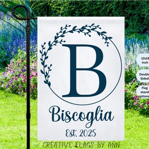 Personalized Initial Wreath Garden Flag: Custom Monogram Yard Decor