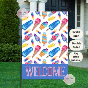 Ice Cream Flag, Popsicle Flag, Summer Flag, Preppy Flags, Summer Vibes, Welcome Garden Flag, Patio Decor, Outdoor Pool Flag