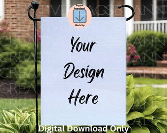 Garden Flag Background Mock Up, Sublimation Garden Flag Mock Up, Fall White Flag Mock Up Digital, Garden Flag Template Download