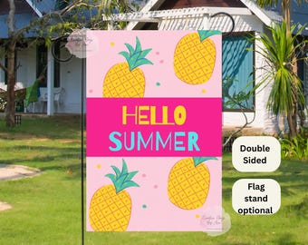 Pineapple Flag, Summer Flag, Tropical Flag, Outdoor Home Decor ,Welcome Flag, Yard Art , Hospitality Flag, Hello Summer Flag,  Garden Flags